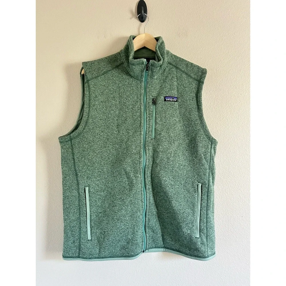 Patagonia Better Sweater Vest Men's XL Green Fleece Full Zip Collared Pockets